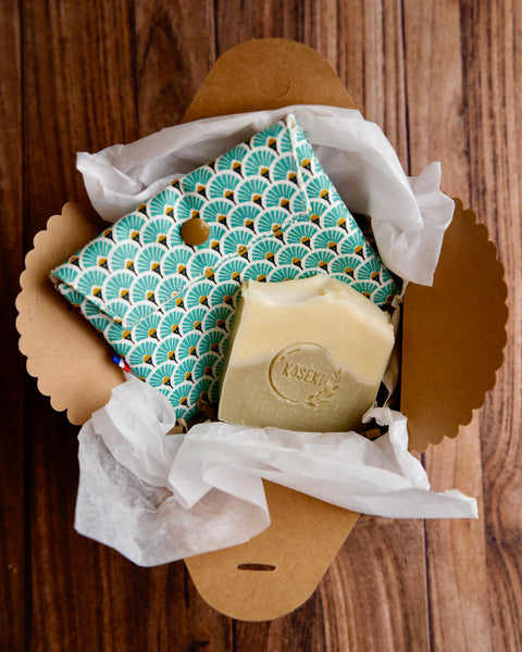 Coffret pochette 𝑽𝒆𝒓𝒕 𝒅’𝒆𝒂𝒖 & savon 𝑨𝒍𝒐𝒆 𝒗𝒆𝒓𝒂 (Kōseki)