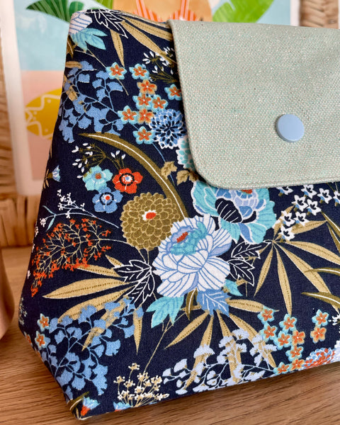 Trousse de toilette 𝑭𝒍𝒐𝒓𝒆 - Doublure bleu ciel