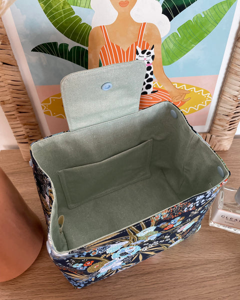 Trousse de toilette 𝑭𝒍𝒐𝒓𝒆 - Doublure bleu ciel