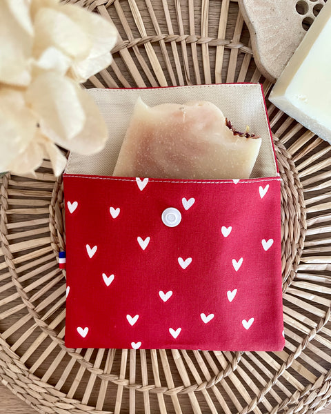 Pochette enduite 𝑪𝒐𝒆𝒖𝒓𝒔 pour vos cosmétiques solides