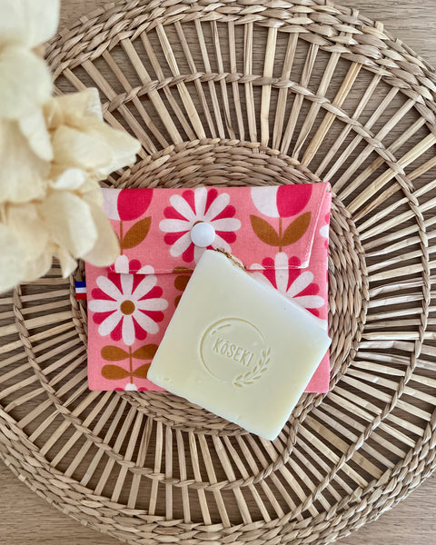 Pochette enduite 𝑻𝒖𝒍𝒊𝒑𝒆𝒔 (pression blanche) pour vos cosmétiques solides