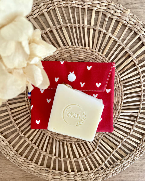 Pochette enduite 𝑪𝒐𝒆𝒖𝒓𝒔 pour vos cosmétiques solides
