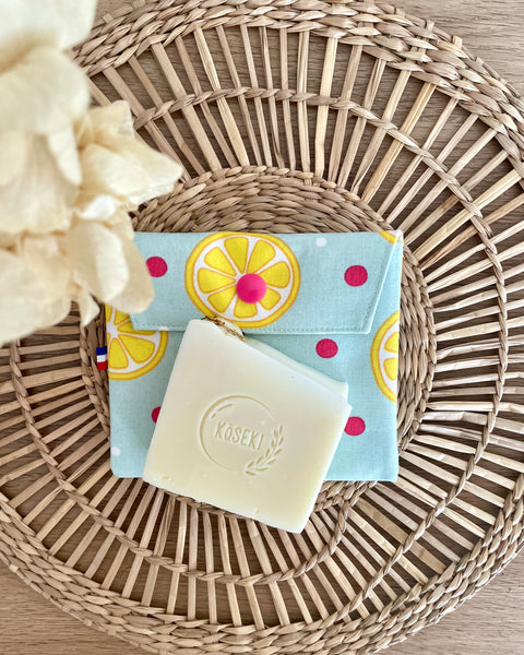 Pochette enduite 𝑪𝒂𝒑𝒓𝒊 (pression rose) pour vos cosmétiques solides