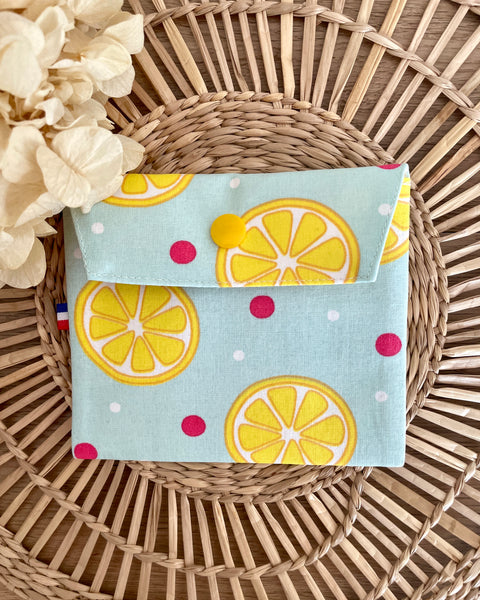 Pochette enduite 𝑪𝒂𝒑𝒓𝒊 (pression jaune) pour vos cosmétiques solides